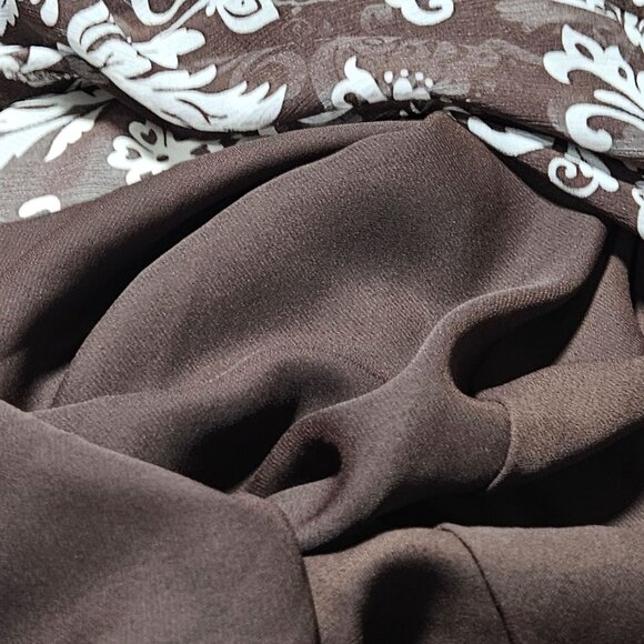 Studio I Brown White Paisley Maxi Dress Plus Size 22W Sleeveless Full Length - Picture 6 of 6